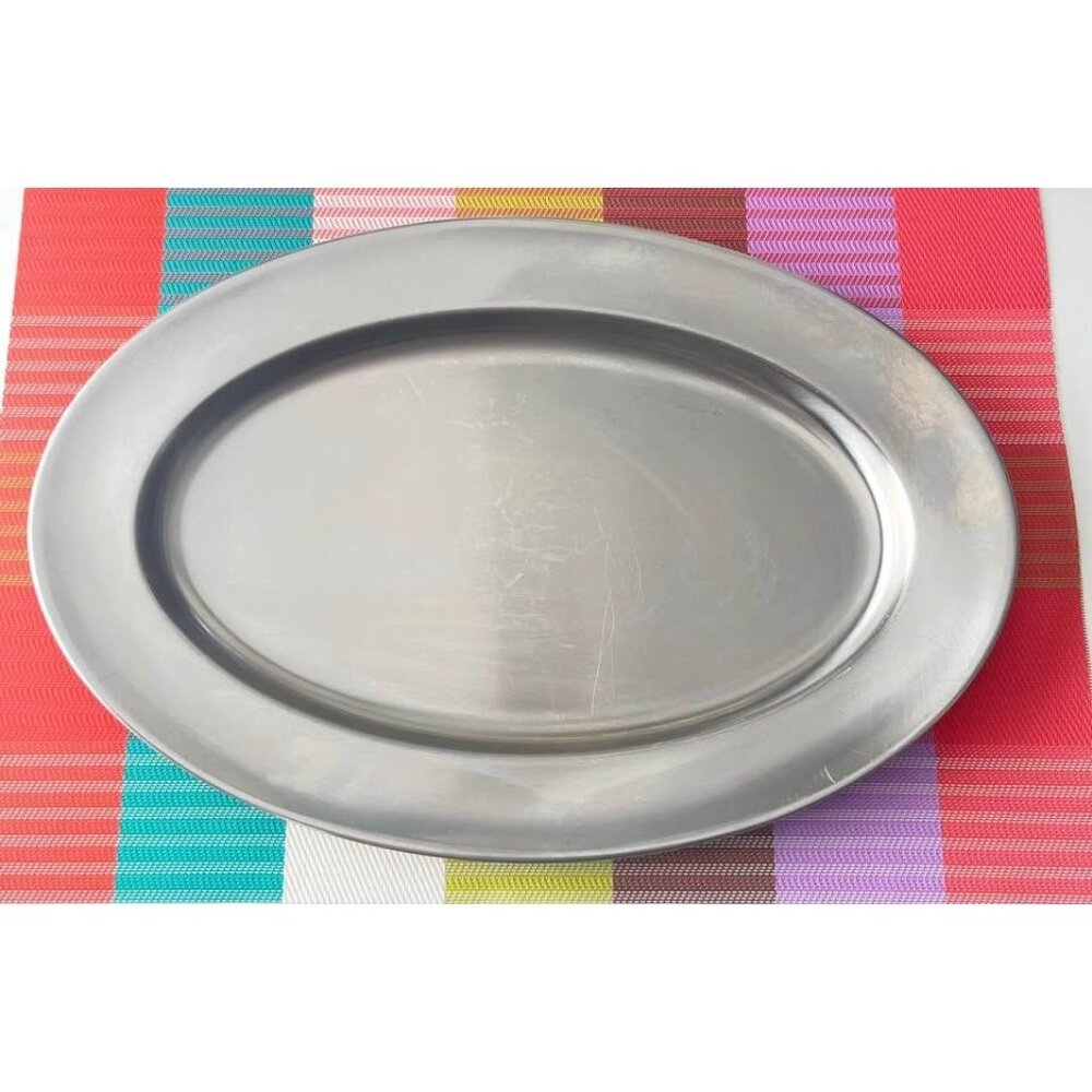 MCM CULTURA Stainless Steel Platter Oval Tray Vintage 1960-Sweden